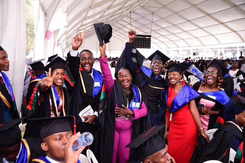 Copy of Kizza Shadrack Yawe (3rd Right) with fellow graduates on Day 3 of the 74th Graduation Ceremony.