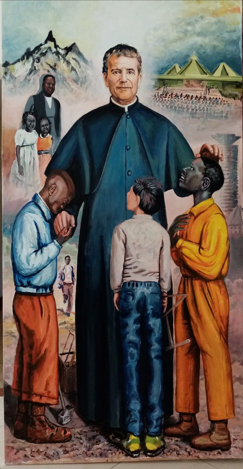 Copy of One of Leonard Kateete&#x27;s additions to the Holy Family Basilica Nairobi Christian art collection on the church wall