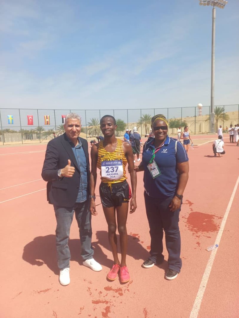 Copy of Peninah Kabenge with Seth Akampa the FISU World University Cross Country Champion in Muscat, Oman on 18th Feb 2024