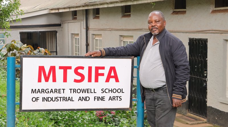 Leonard Kateete at the School of Fine Arts ahead of his 2024 Exhibition. Photo by Romana Nabbosa