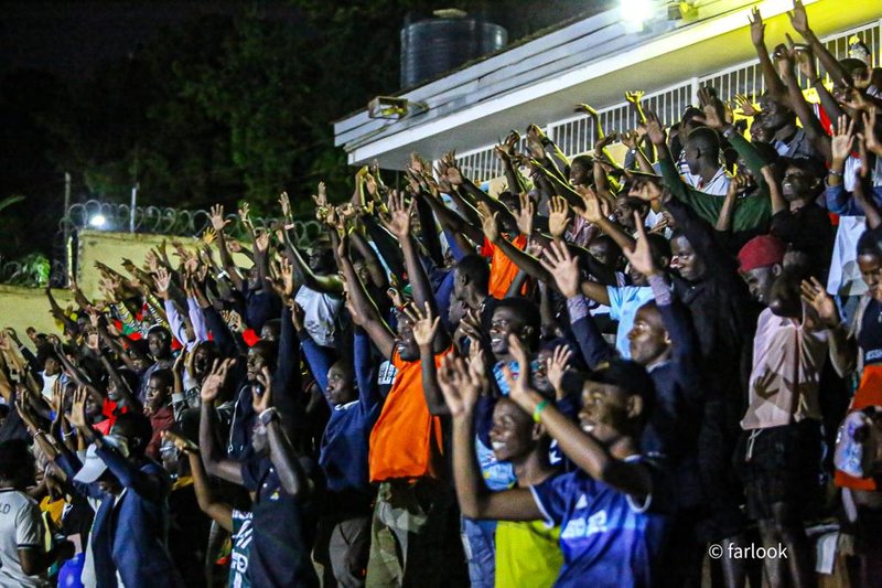 MAK students cheering Levixone one of the leading gospel artists in Uganda earlier this year