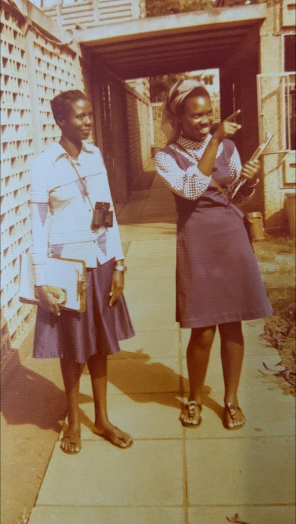 Prof. Helen Byamugisha (Right) with a colleague at Africa Hall during her days on Campus at Makerere University in the 70s (3)