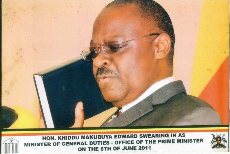 Prof. Khiddu Makubuya takes oath as Minister of General Duties - Office of the Prime Minister on 6th June 2011.